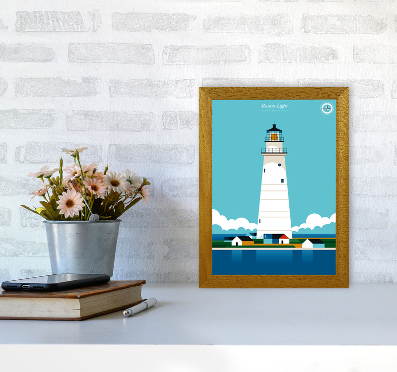 Boston Light Art Print by Bo Lundberg A4 Print Only