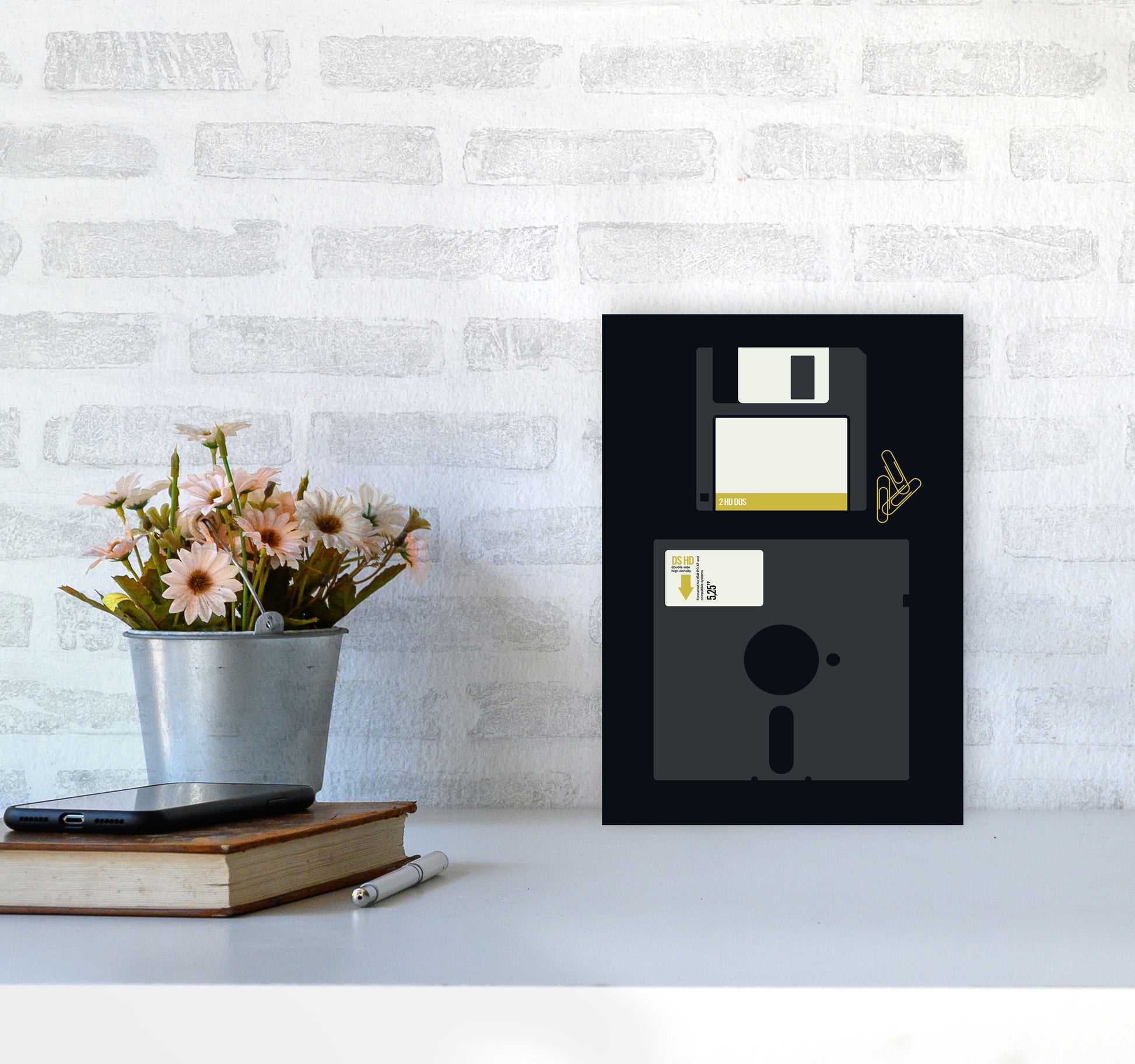 Icons Floppy 2 Art Print by Bo Lundberg A4 Black Frame