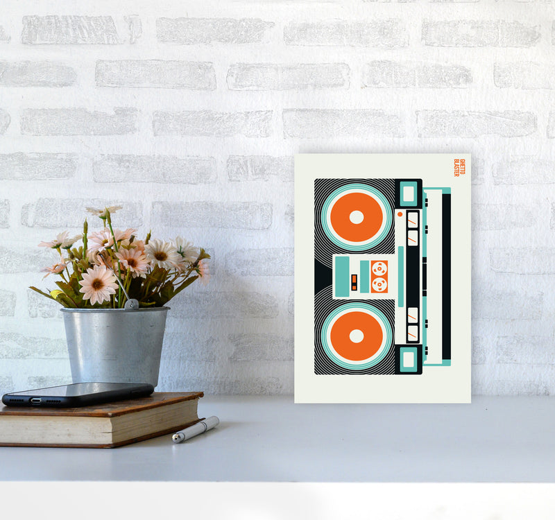 Icons Ghetto Blaster Art Print by Bo Lundberg A4 Black Frame