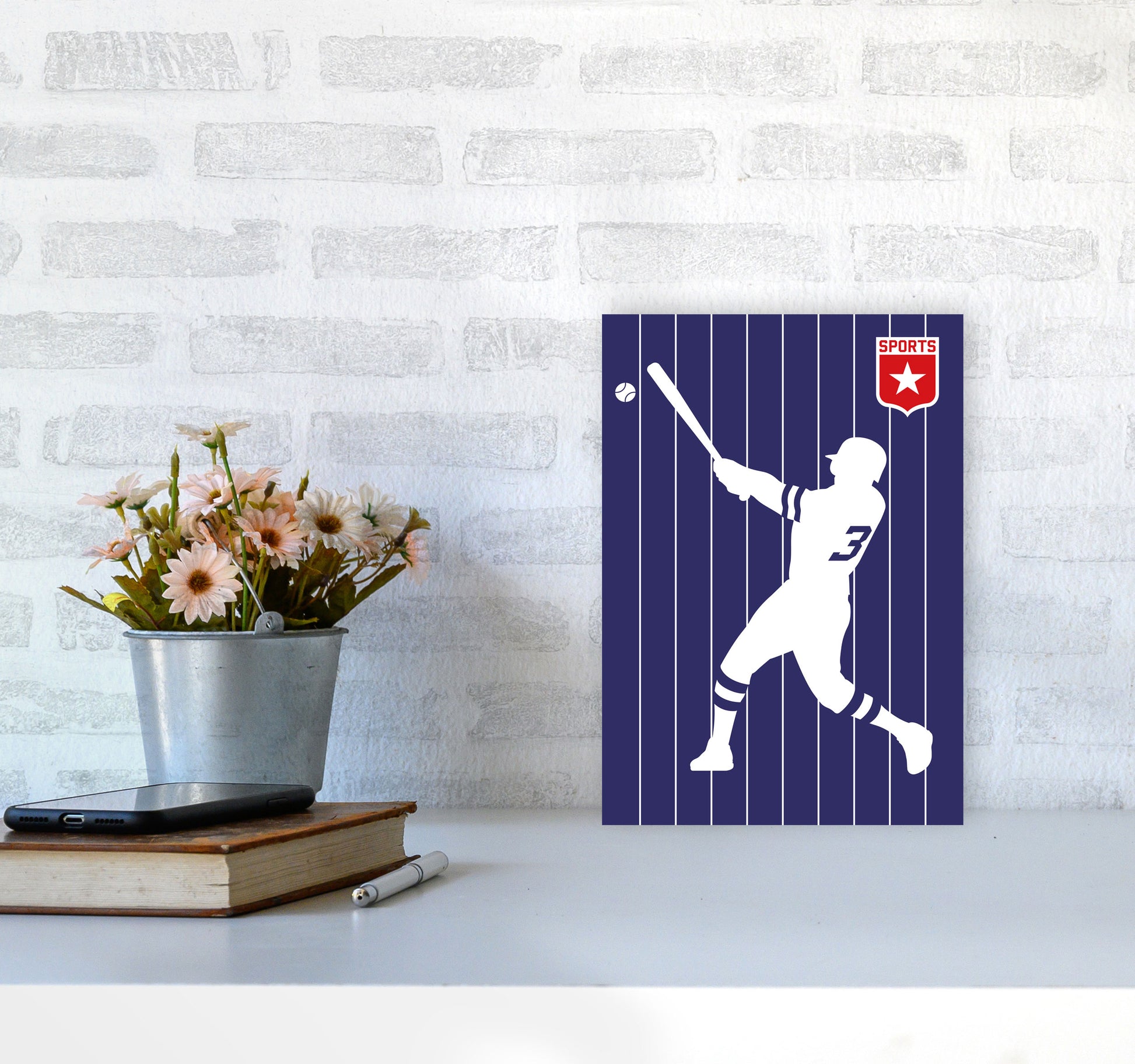 Baseball Art Print by Bo Lundberg A4 Black Frame