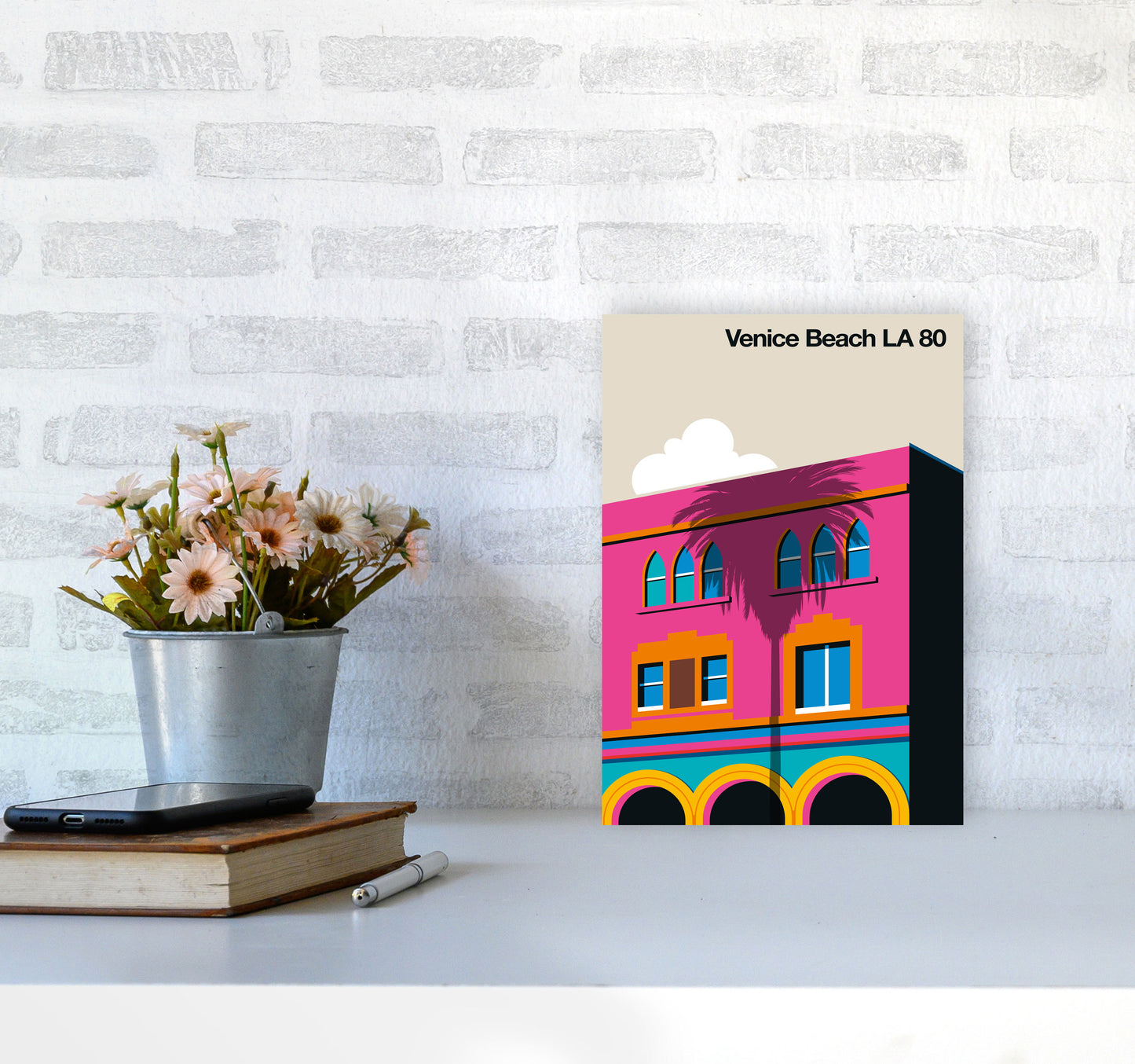 Venice Beach 80 Art Print by Bo Lundberg A4 Black Frame