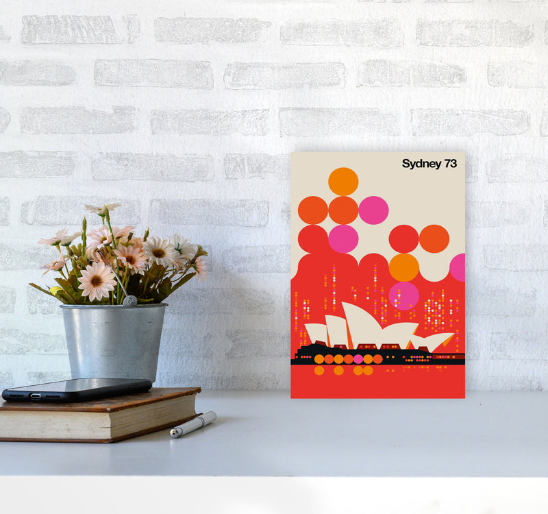 Sydney 73 Red Art Print by Bo Lundberg A4 Black Frame