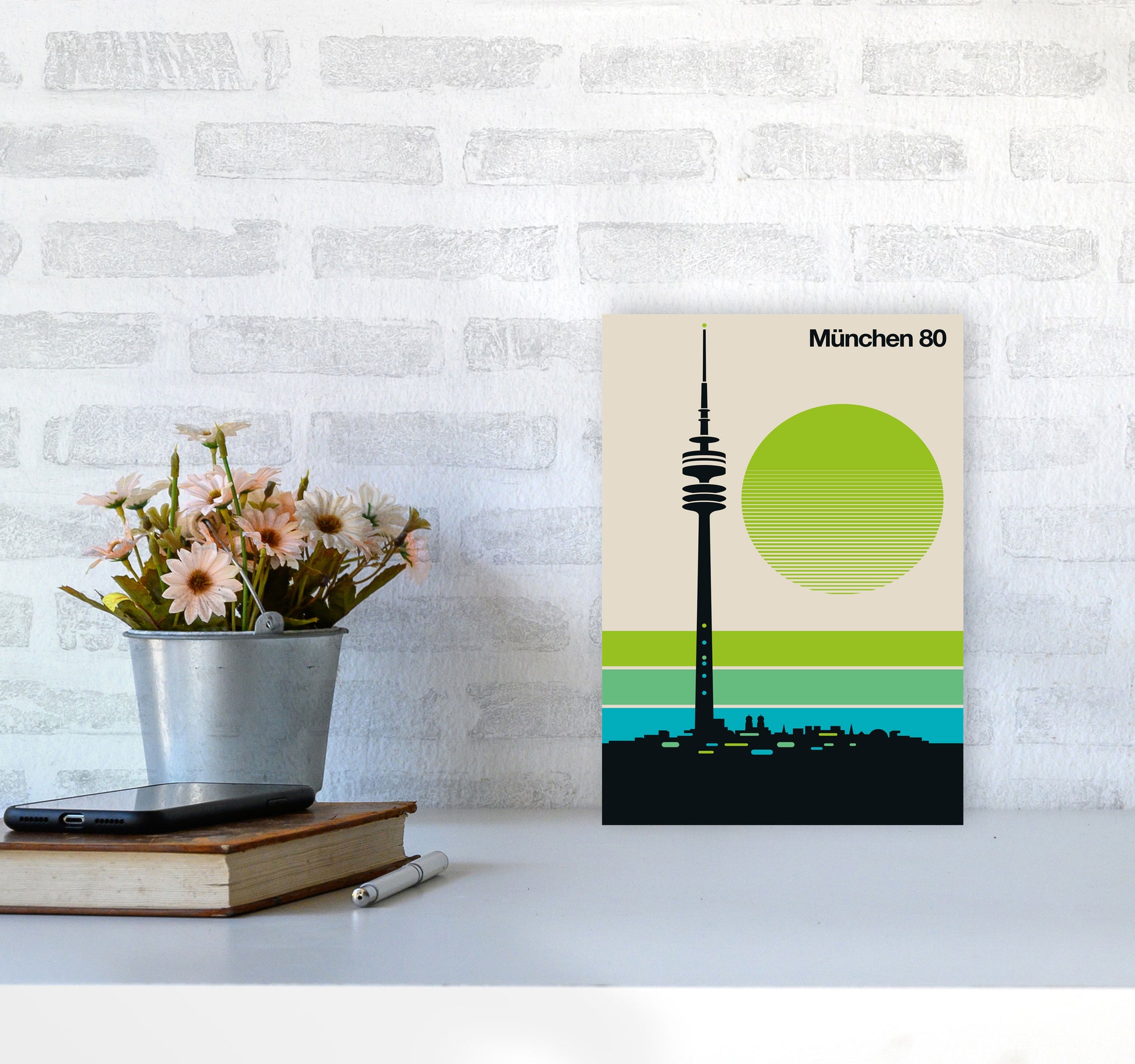 München 80 Art Print by Bo Lundberg A4 Black Frame