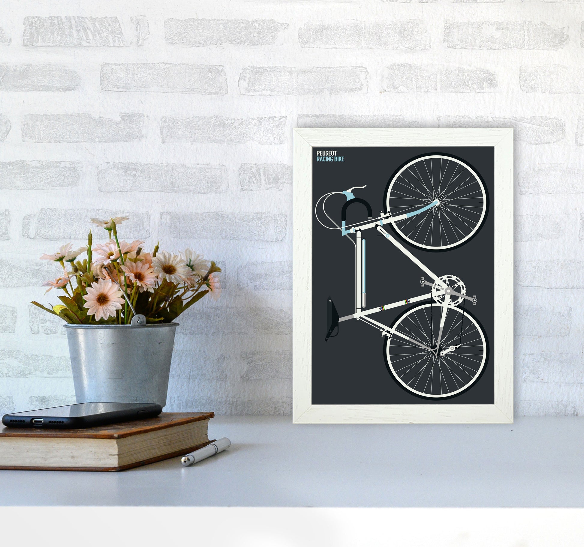 Peugeot Full Art Print by Bo Lundberg A4 Oak Frame
