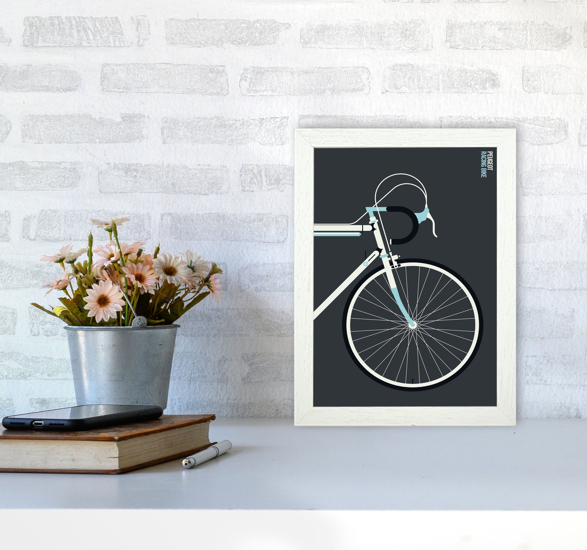 Peugeot front Art Print by Bo Lundberg A4 Oak Frame