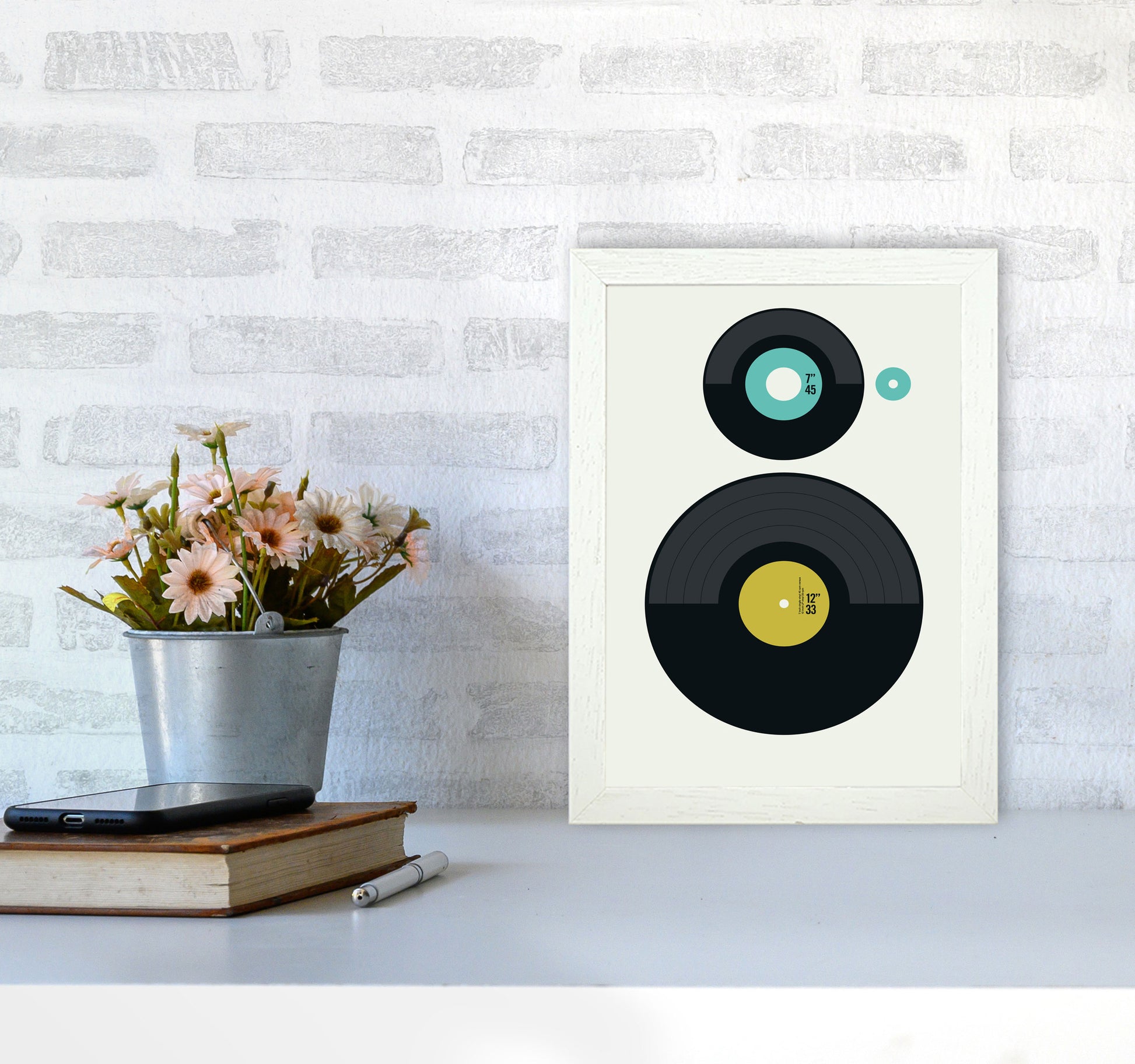 Icons LP vs EP Rev Art Print by Bo Lundberg A4 Oak Frame