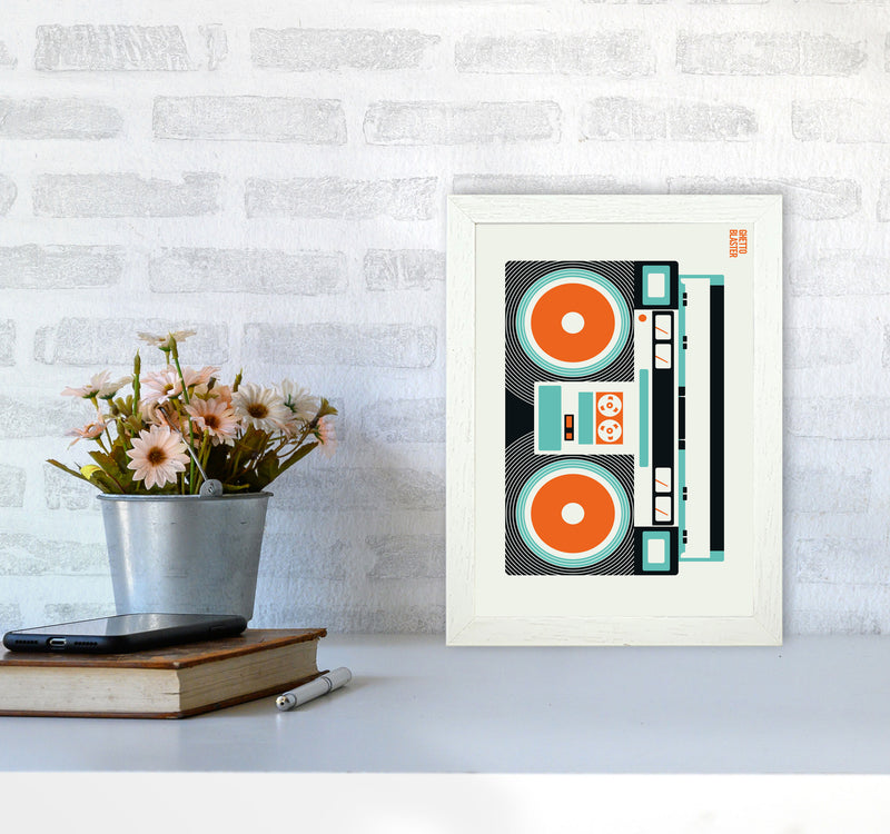 Icons Ghetto Blaster Art Print by Bo Lundberg A4 Oak Frame