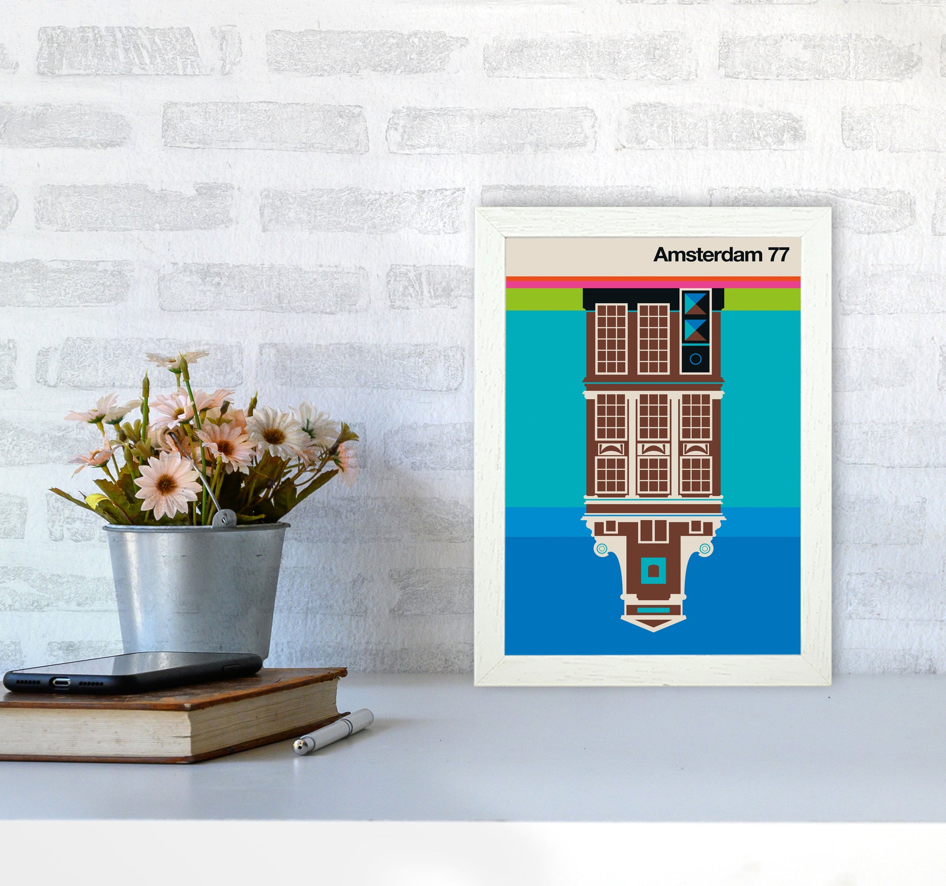 Amsterdam 77 Art Print by Bo Lundberg A4 Oak Frame