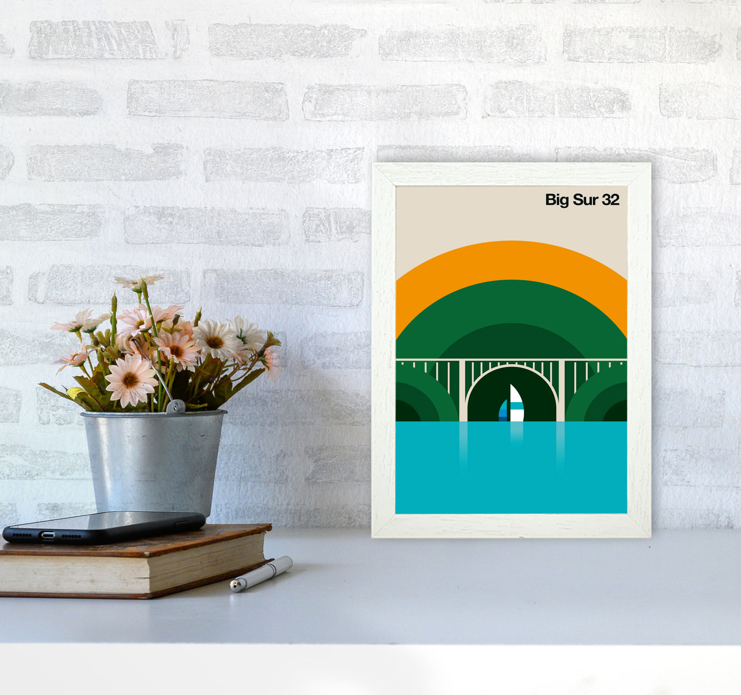 Big Sur 32 Art Print by Bo Lundberg A4 Oak Frame