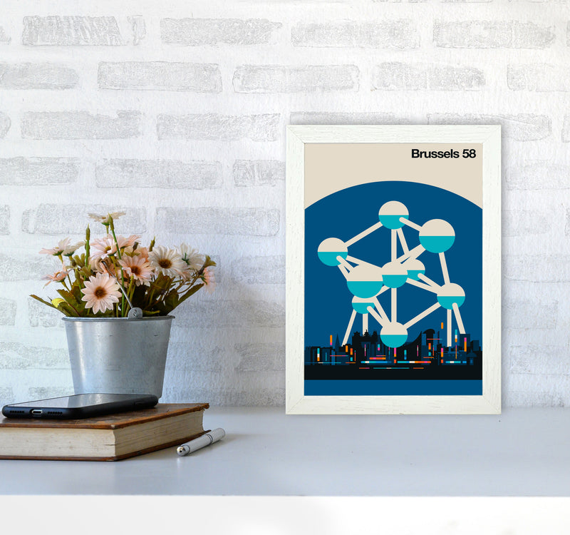 Brussels 58 Art Print by Bo Lundberg A4 Oak Frame