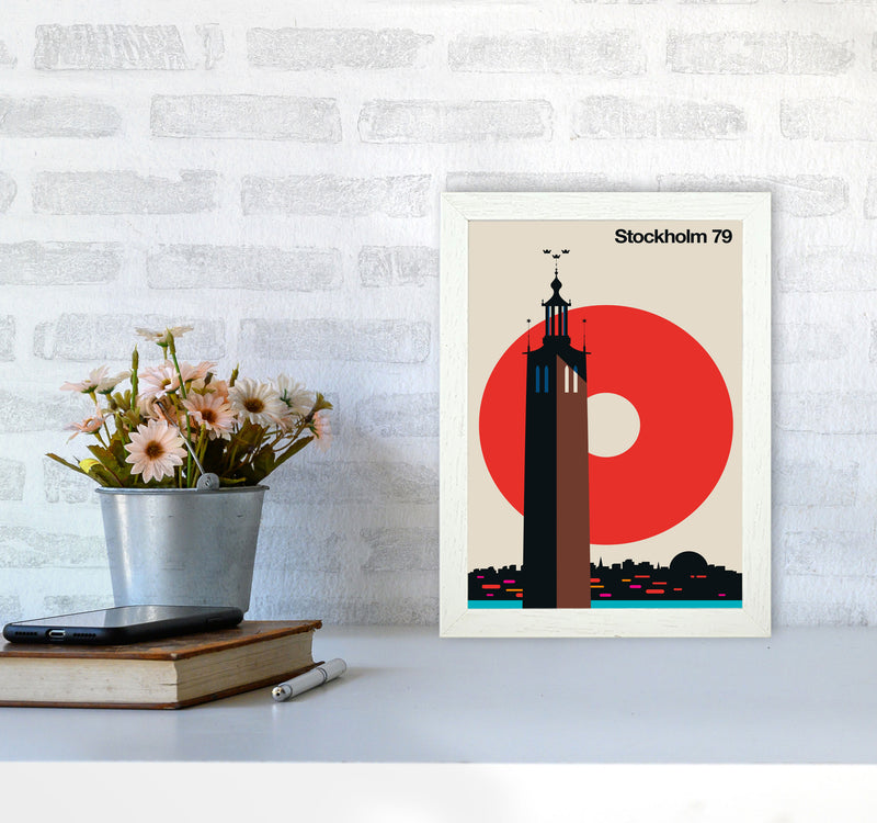 Stockholm 79 Art Print by Bo Lundberg A4 Oak Frame