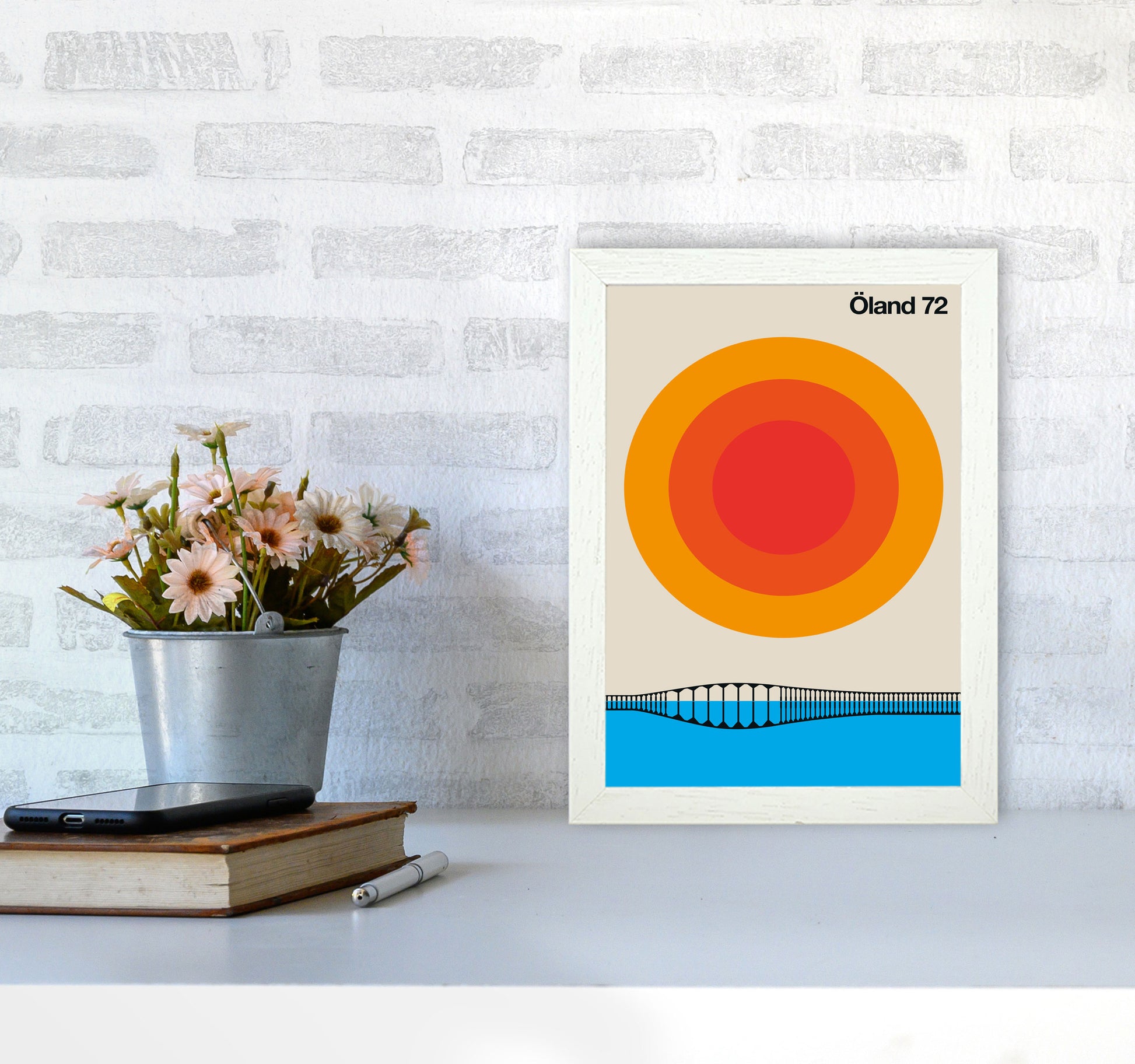 Öland 72 Art Print by Bo Lundberg A4 Oak Frame