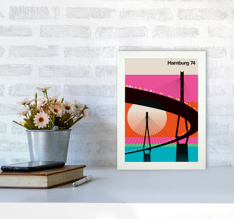 Hamburg 74 Art Print by Bo Lundberg A4 Oak Frame