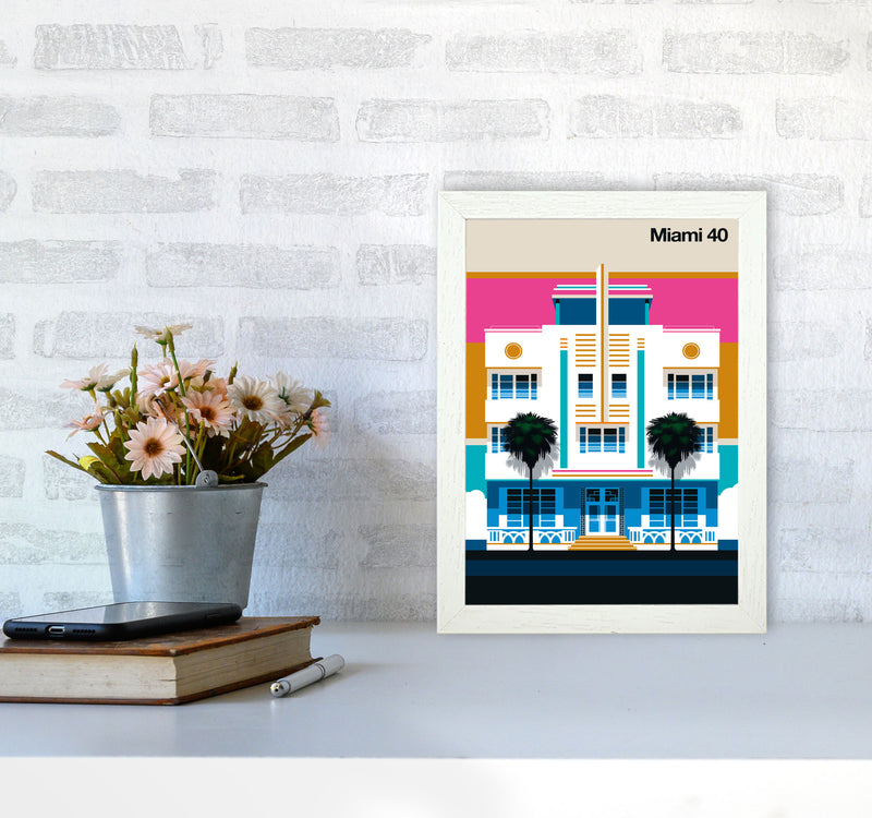 Miami 40 Art Print by Bo Lundberg A4 Oak Frame