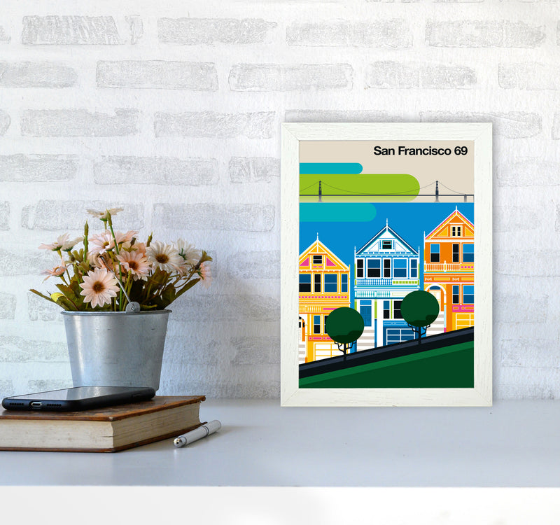 San Francisco 69 Art Print by Bo Lundberg A4 Oak Frame