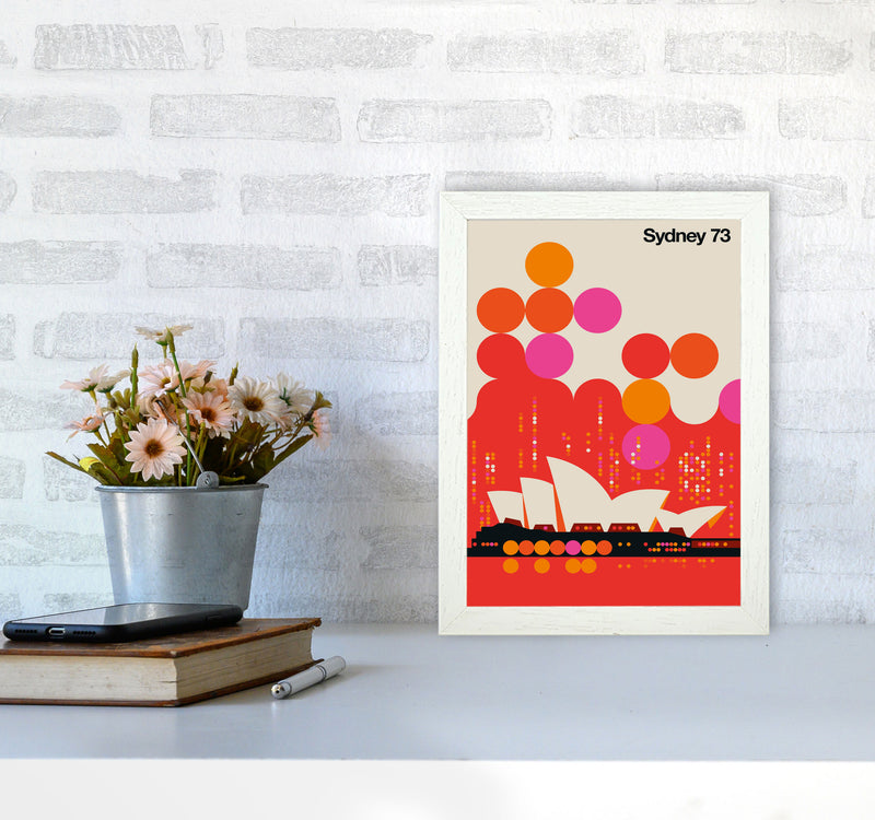 Sydney 73 Red Art Print by Bo Lundberg A4 Oak Frame