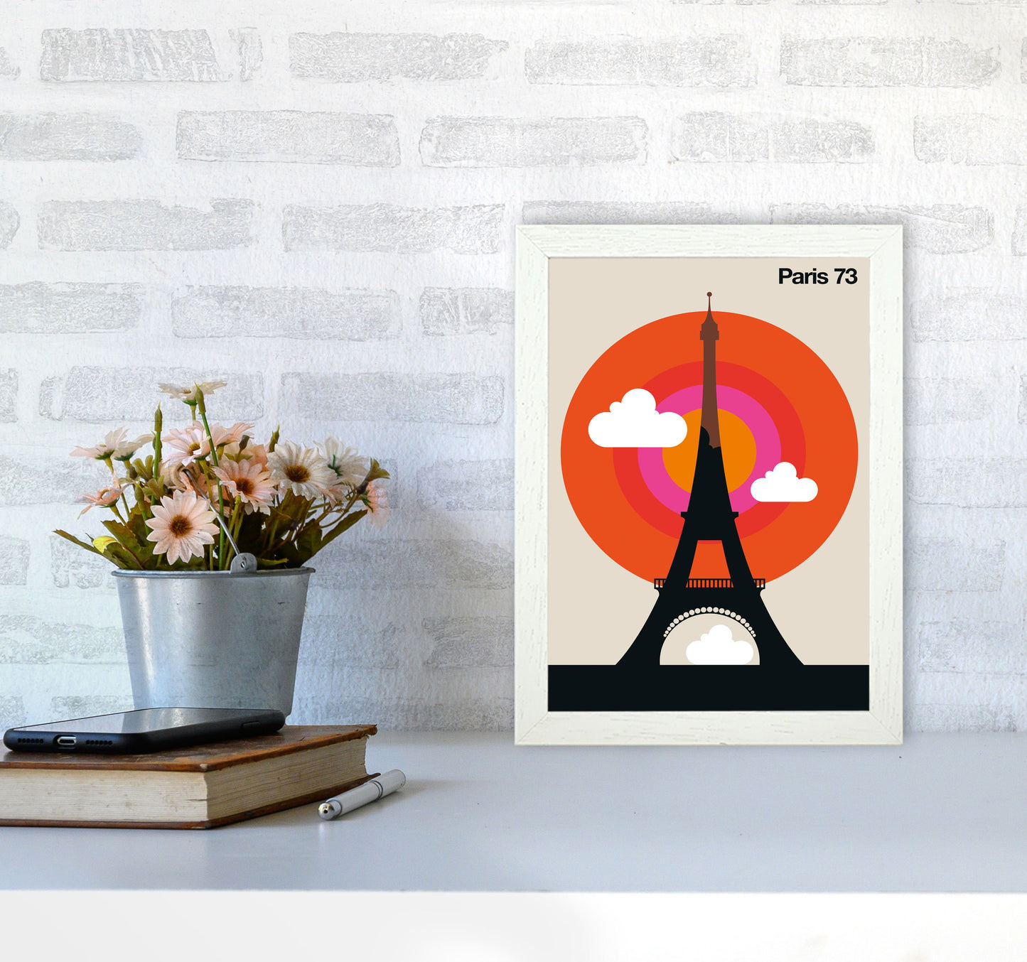 Paris 73 Art Print by Bo Lundberg A4 Oak Frame