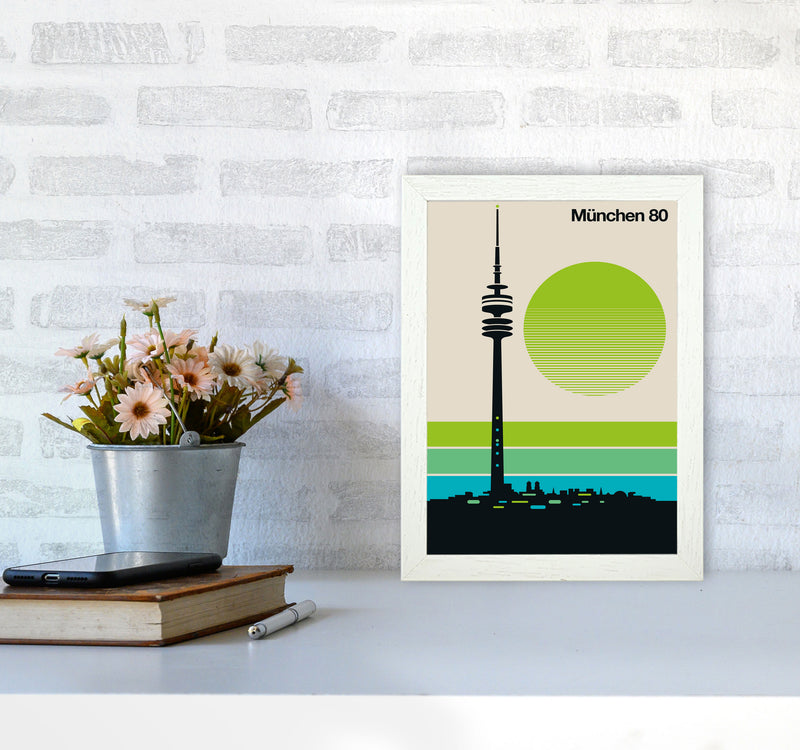 München 80 Art Print by Bo Lundberg A4 Oak Frame