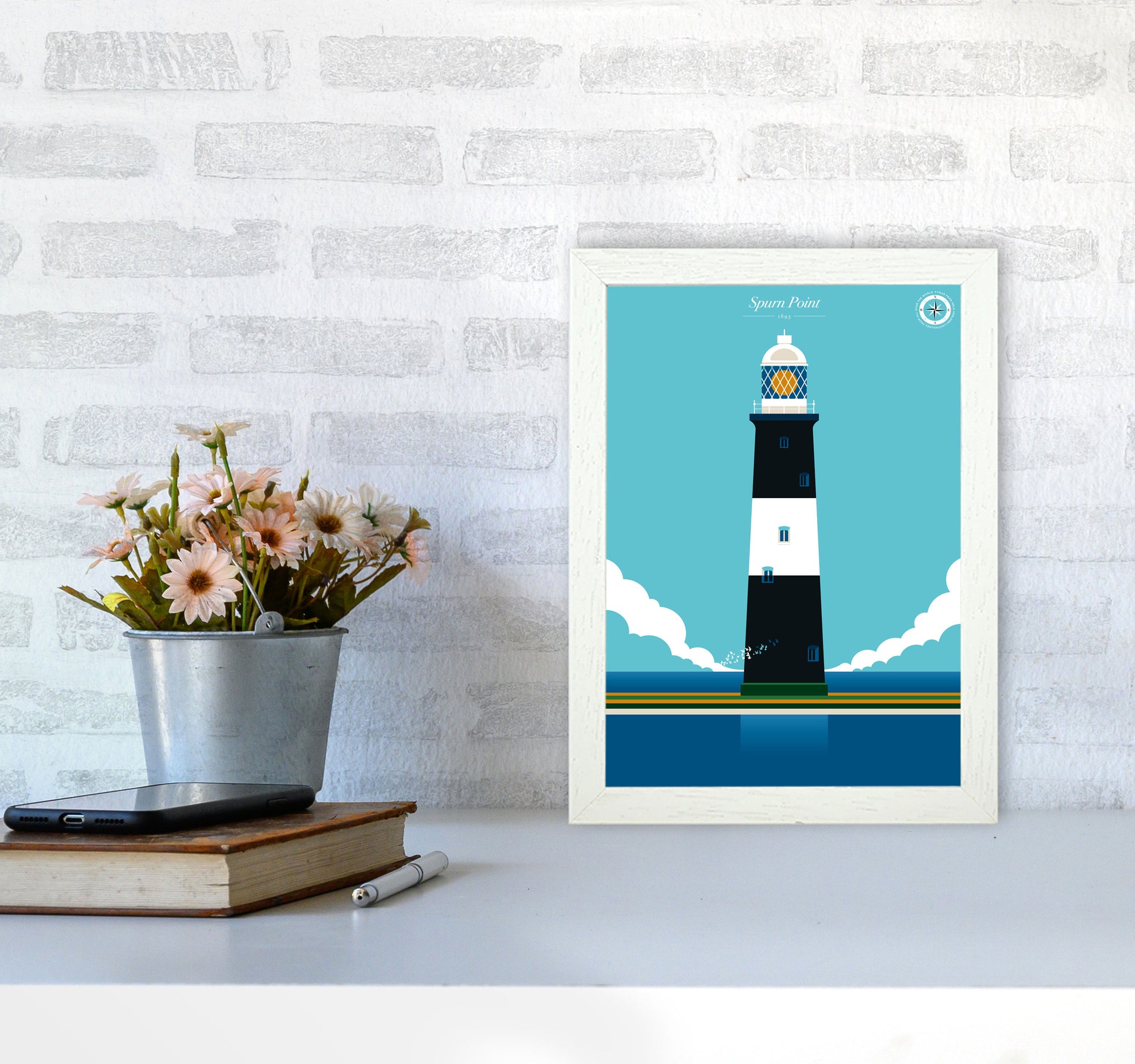 Spurn Point Art Print by Bo Lundberg A4 Oak Frame