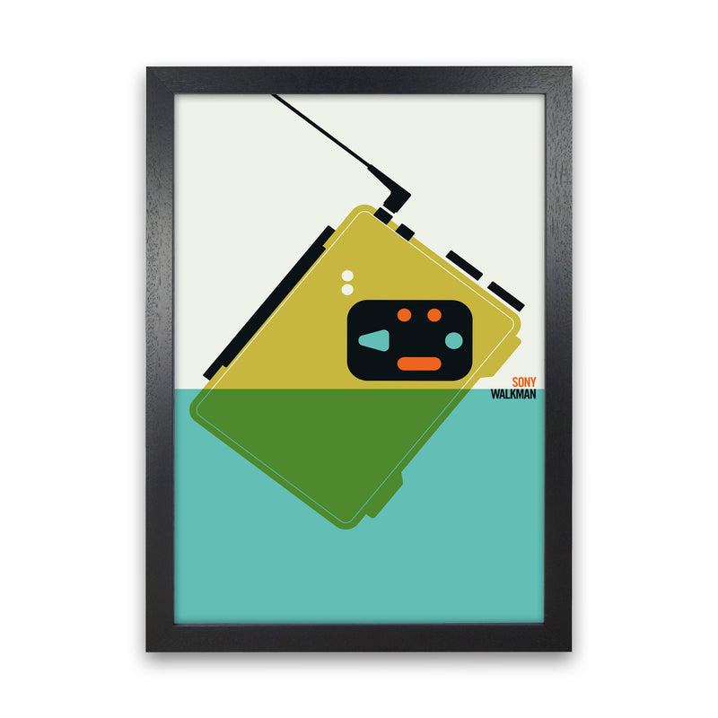 Icons Walkman Art Print by Bo Lundberg Black Grain