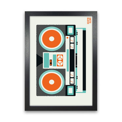 Icons Ghetto Blaster Art Print by Bo Lundberg Black Grain