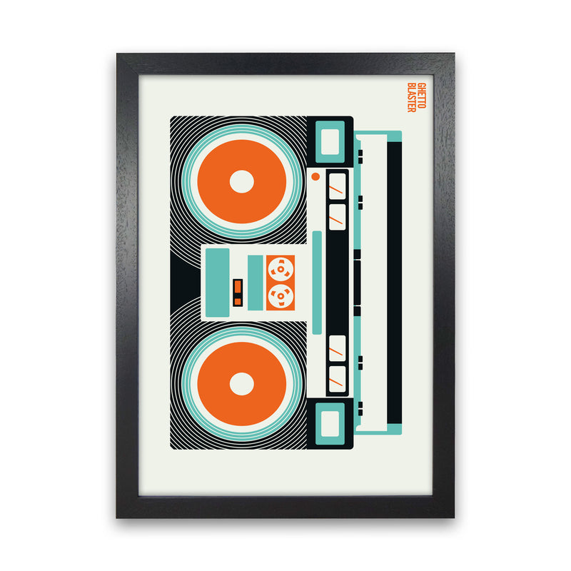 Icons Ghetto Blaster Art Print by Bo Lundberg Black Grain
