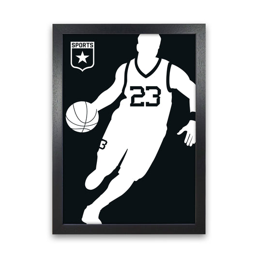 Basketball Black Art Print by Bo Lundberg Black Grain
