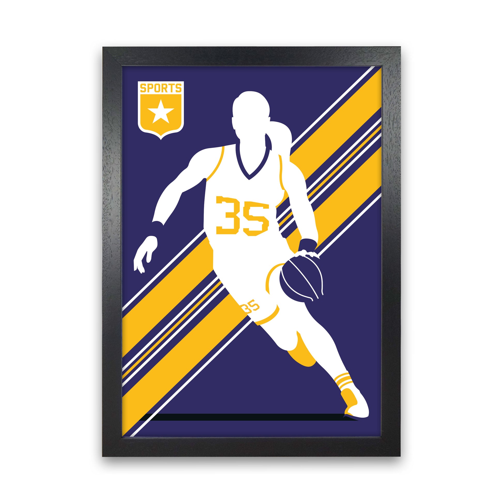 Basketball Blue Art Print by Bo Lundberg Black Grain
