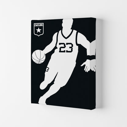 Basketball Black Art Print by Bo Lundberg Canvas