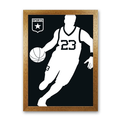 Basketball Black Art Print by Bo Lundberg Oak Grain