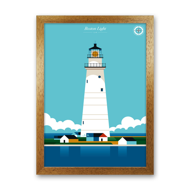 Boston Light Art Print by Bo Lundberg Oak Grain
