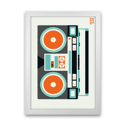 Icons Ghetto Blaster Art Print by Bo Lundberg White Grain