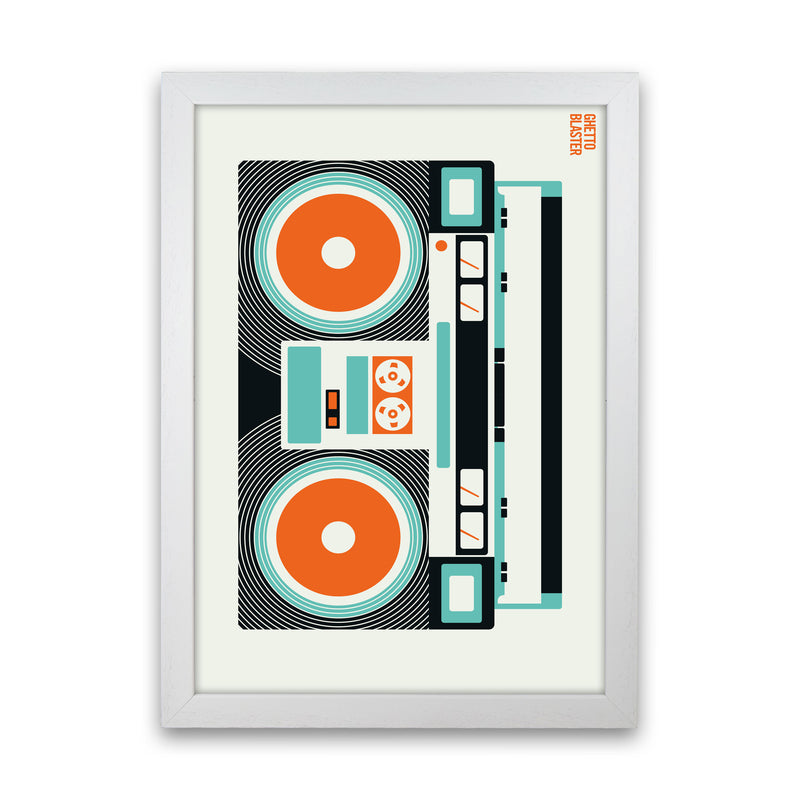 Icons Ghetto Blaster Art Print by Bo Lundberg White Grain