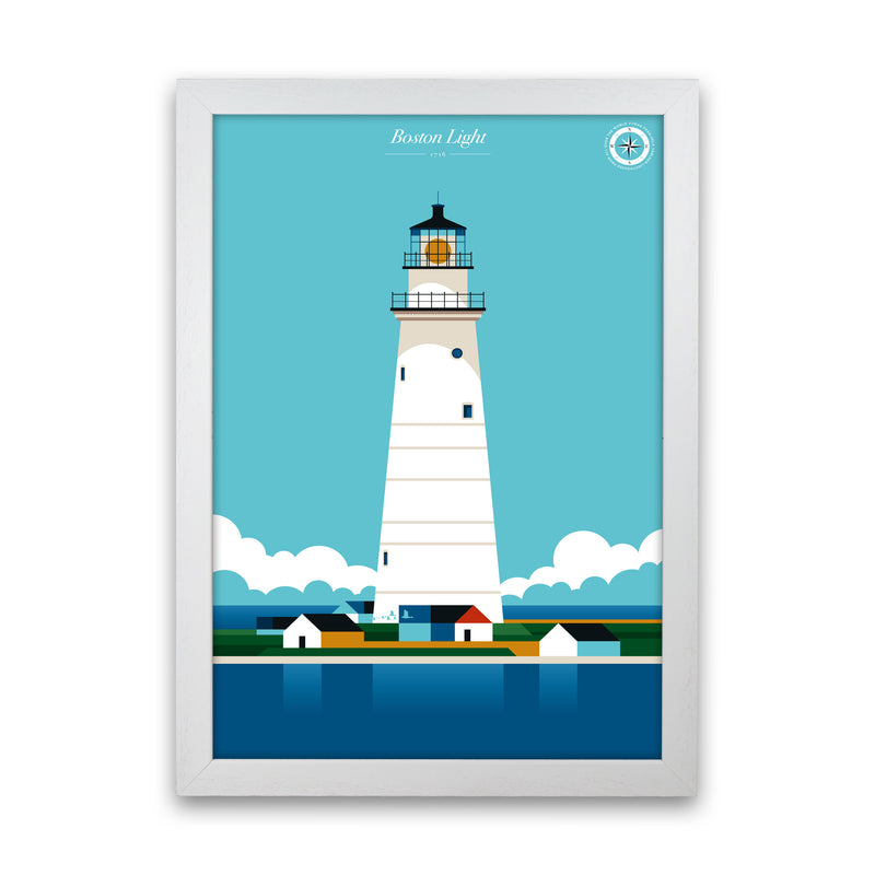 Boston Light Art Print by Bo Lundberg White Grain