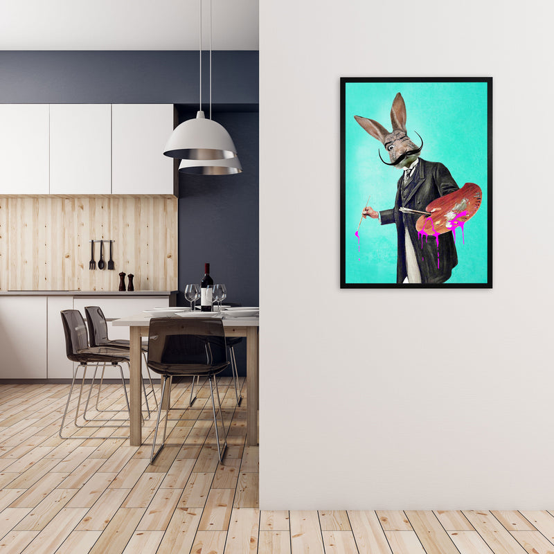 Rabbit Painter Art Print by Coco Deparis A1 White Frame