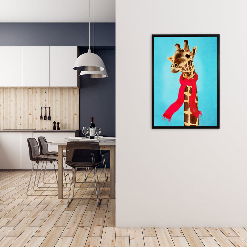 Giraffe In Winter Art Print by Coco Deparis A1 White Frame