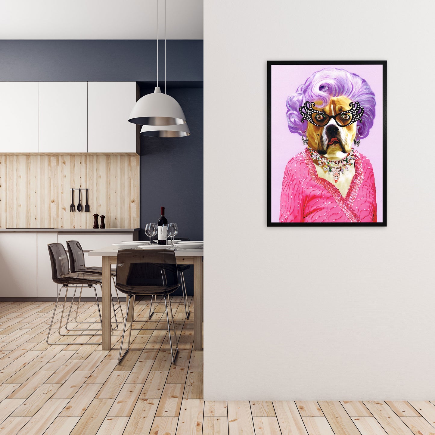 Dame Edna Art Print by Coco Deparis A1 White Frame