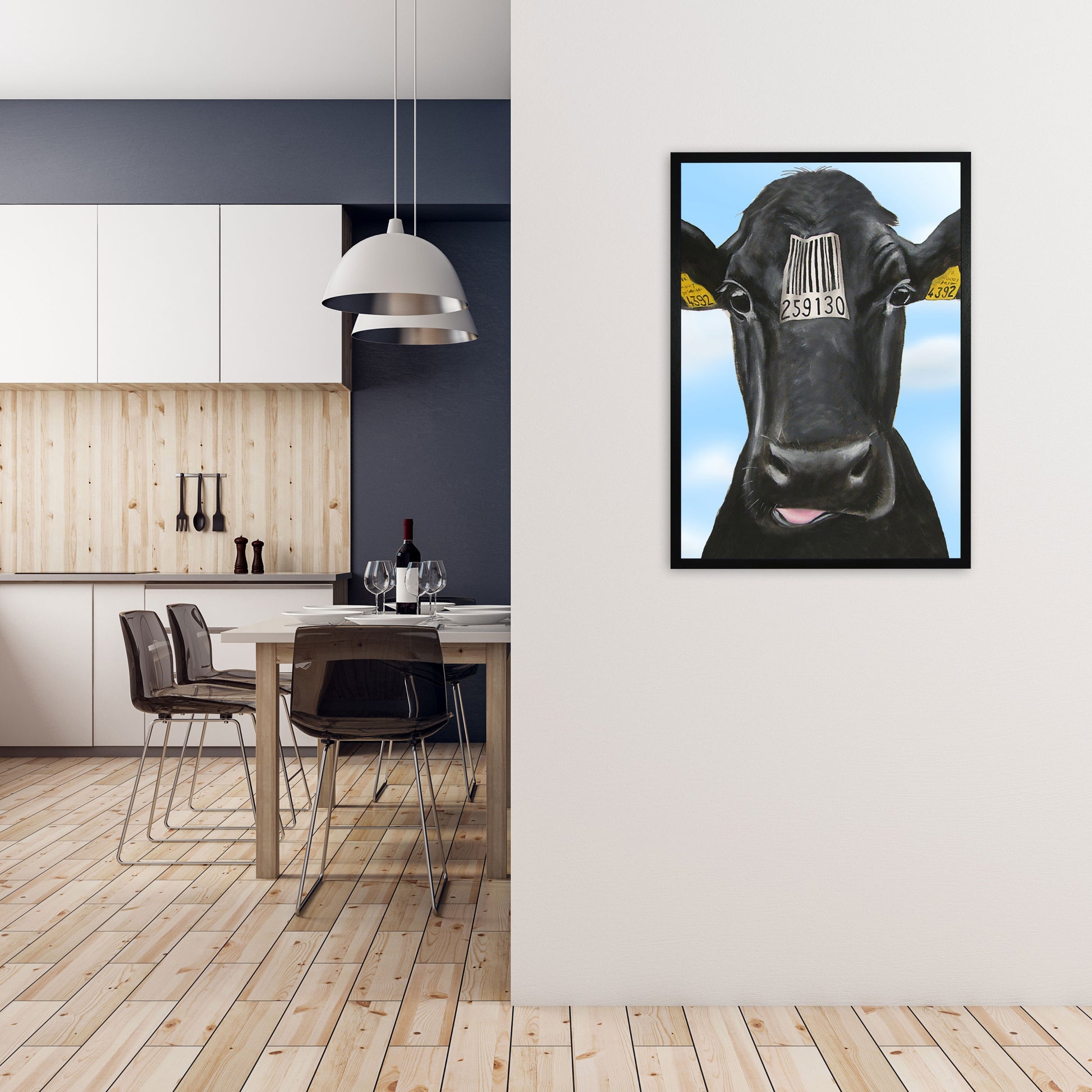 Cow Barcode 01 Art Print by Coco Deparis A1 White Frame