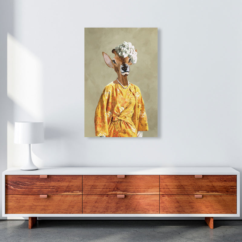 Deer Sixties Woman Art Print by Coco Deparis A1 Canvas