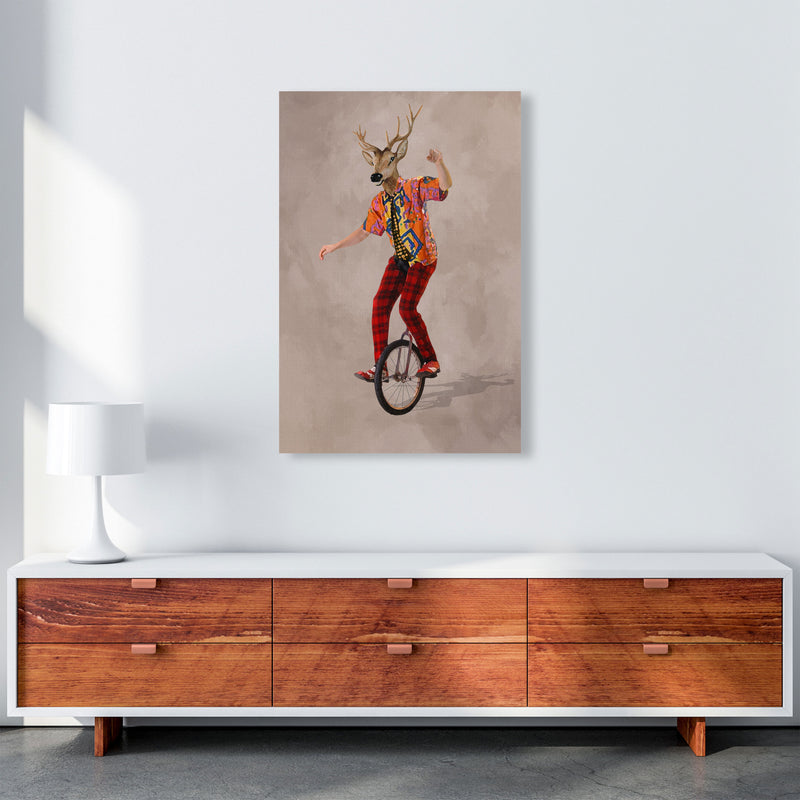 Deer On One Wheel Art Print by Coco Deparis A1 Canvas