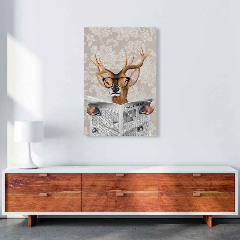 Deer Reading Newspaper Art Print by Coco Deparis A1 Canvas