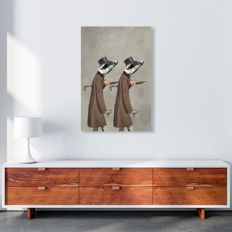 Badgers With Umbrellas Art Print by Coco Deparis A1 Canvas