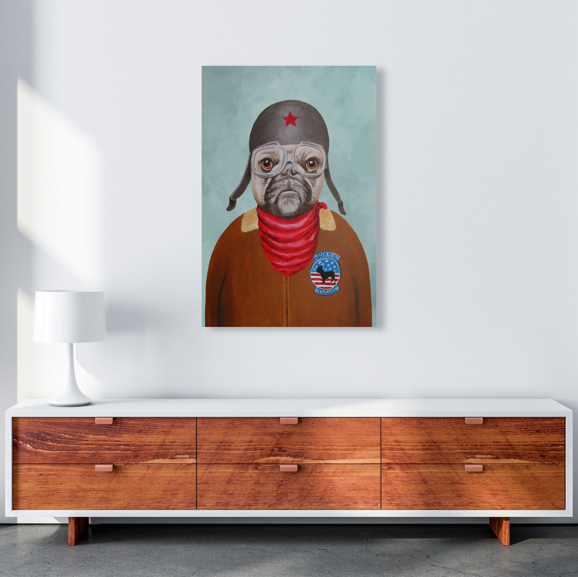 Bulldog With Helmet Art Print by Coco Deparis A1 Canvas