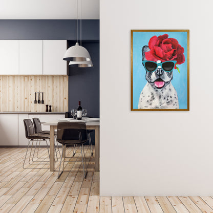 Fashion Bulldog Blue Art Print by Coco Deparis A1 Print Only