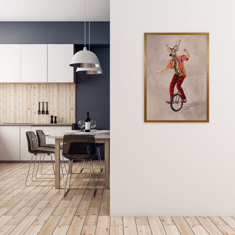 Deer On One Wheel Art Print by Coco Deparis A1 Print Only