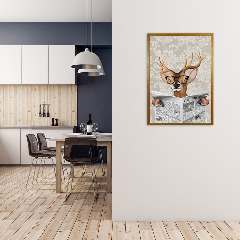 Deer Reading Newspaper Art Print by Coco Deparis A1 Print Only