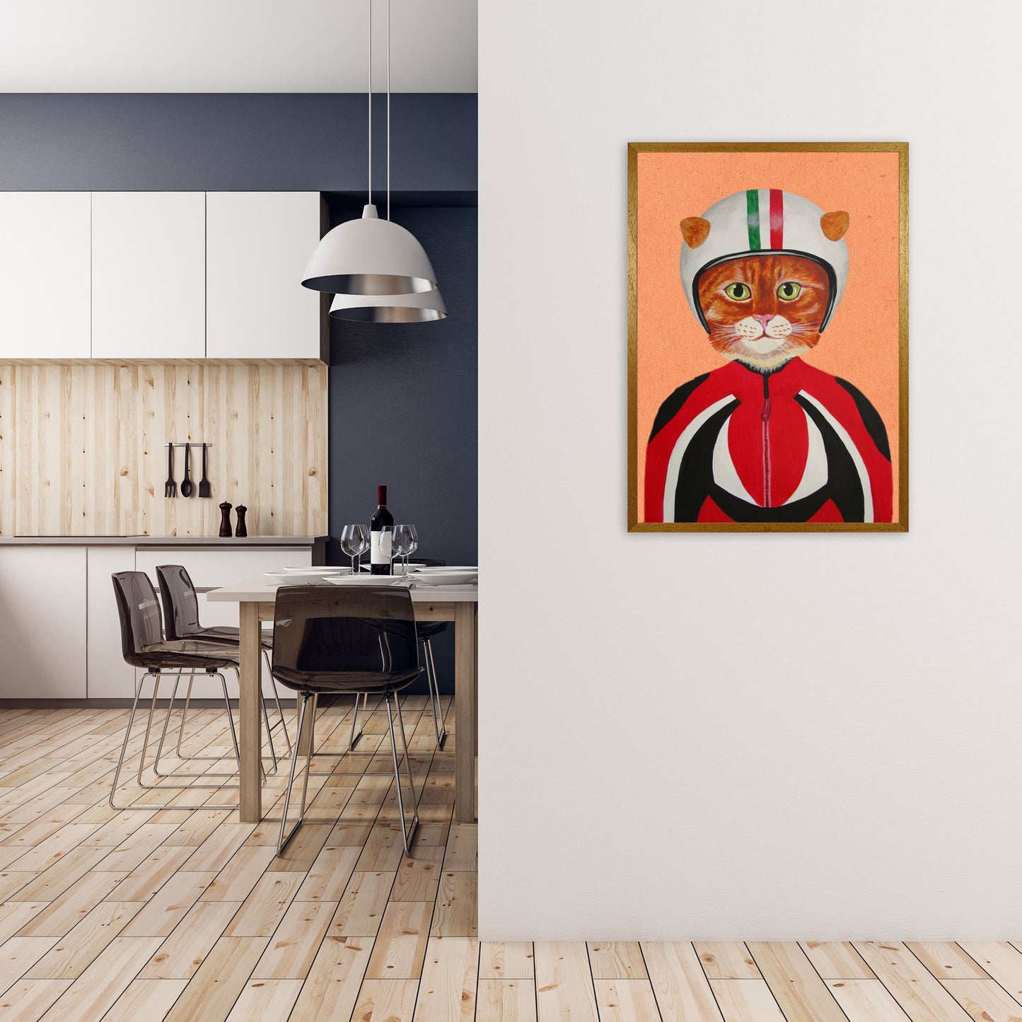 Cat With Helmet Art Print by Coco Deparis A1 Print Only