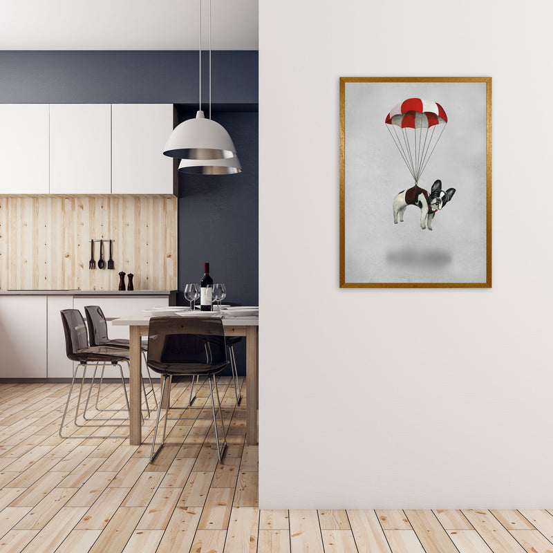 Bulldog With Parachute Art Print by Coco Deparis A1 Print Only