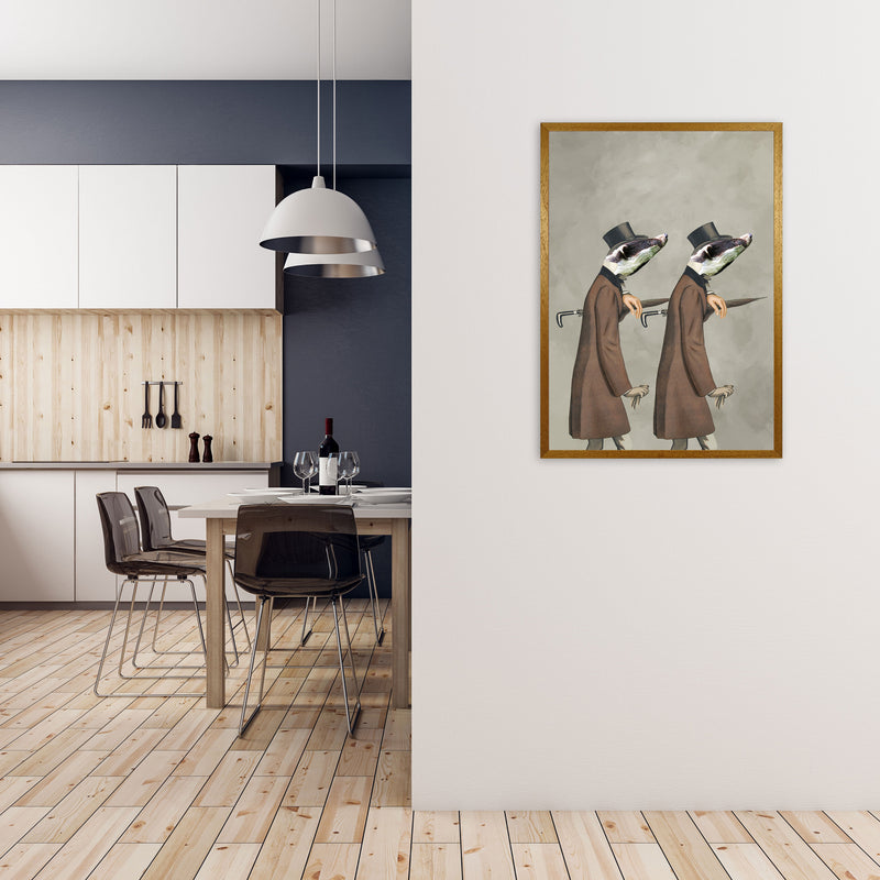 Badgers With Umbrellas Art Print by Coco Deparis A1 Print Only