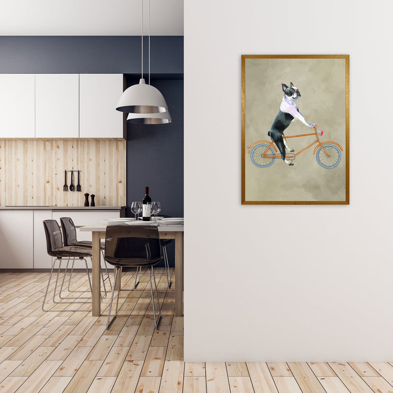 Boston Terrier On Bicycle Art Print by Coco Deparis A1 Print Only